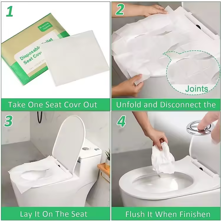 Flushable Disposable Toilet Paper Seat Covers With Individual Package